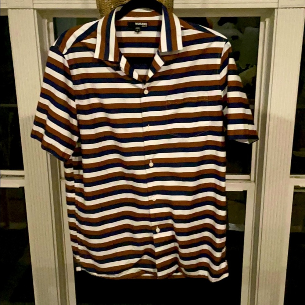 Blue, Gold, & Creme Short Sleeve Button Down.